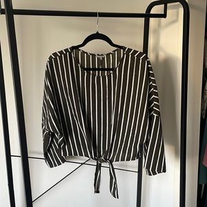 Charlotte Russe Striped Blouse + Front-Tie